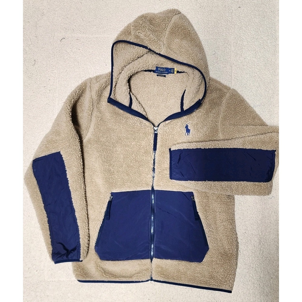 Polo Ralph Lauren Sherpa Shearling Fur Fleece Jacket Camping Big Pony Medium